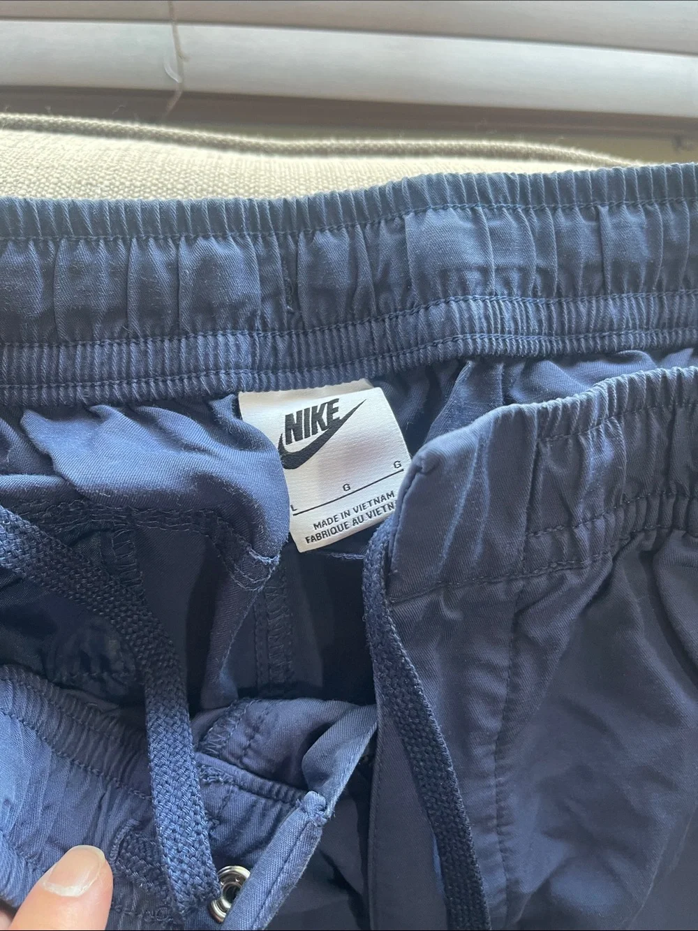 Nike Men's Navy Cargo Pants with Elastic Waist and Drawstring